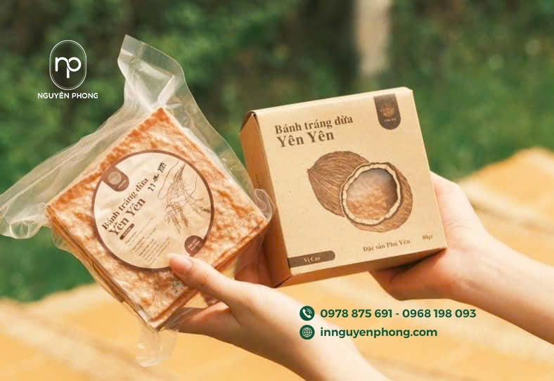 Hộp giấy Kraft đựng bánh tráng dừa Yên Yên chuyên nghiệp 